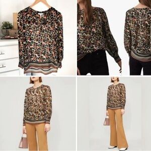 REISS Ally Ditsy Floral-print In Multicolor Long Sleeve Top Blouse Size 4